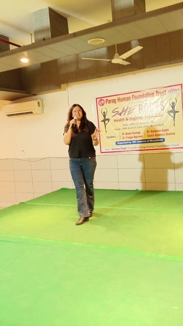 Urvashi Mam speaking at SHE ROCKS Health & Hygiene stage